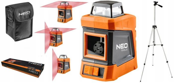 Нивелир лазерный Neo Tools, до 15м, ±0.03мм/м, 360° по вертикали, с футляром и штативом 1.5м, IP54