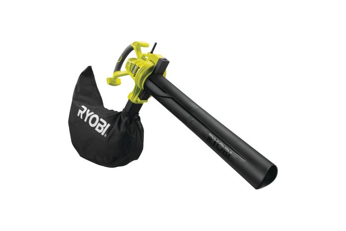 Повітродув-пилосос садовий мережевий Ryobi RBV3000CSV 3000Вт 3в1 375км/год мішок 45л ергоремені Vertebrae 4.2кг