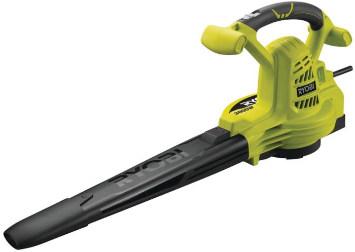 Повітродув-пилосос садовий мережевий Ryobi RBV3000CSV 3000Вт 3в1 375км/год мішок 45л ергоремені Vertebrae 4.2кг