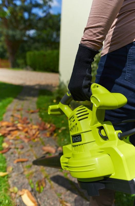 Повітродув-пилосос садовий мережевий Ryobi RBV3000CSV 3000Вт 3в1 375км/год мішок 45л ергоремені Vertebrae 4.2кг