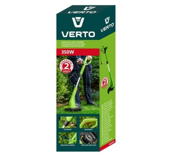 Тример садовий Verto 350Вт 25см телескопічне руків'я 2.2кг
