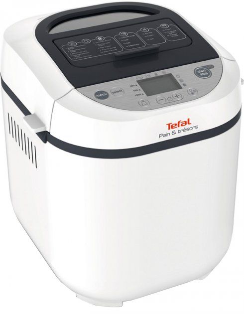 Хлебопечка Tefal Pain&Tresor 700Вт, программ-20, макс.вес -1кг, форма-прямоугольник, пластик, белый