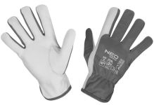 Рукавички робочі Neo Tools, козяча шкіра, р.10, сіро-білий