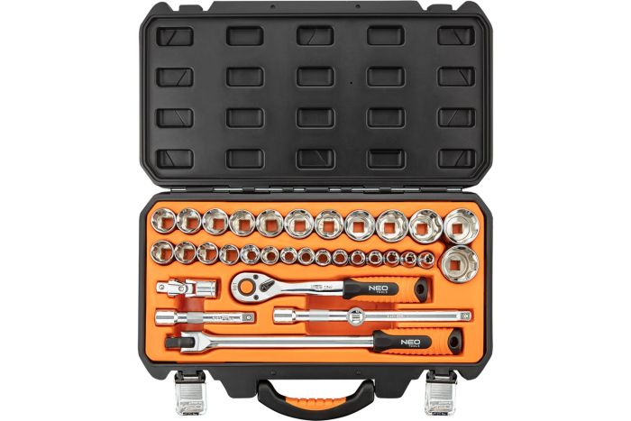 Набір інструментів Neo Tools, набір торцевих головок 1/2", 33шт, CrV