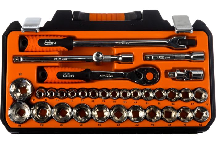 Набір інструментів Neo Tools, набір торцевих головок 1/2", 33шт, CrV