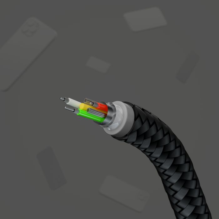 Кабель USB-C > USB-C зарядки/синхронизации Belkin 1м, 60Вт, Type-C, витой, силиконовый, с ремешком на магните, черный