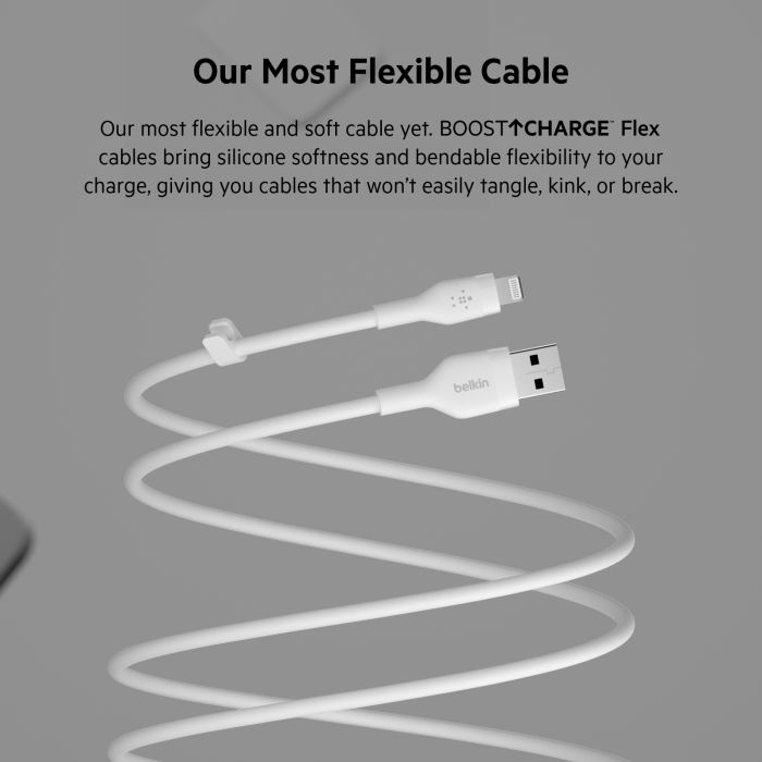 Кабель USB-A > Lightning заряджання/синхронізації Belkin 1м, силіконовий з кліпсою, білий