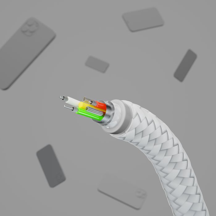 Кабель USB-A > Lightning заряджання/синхронізації Belkin 1м, плетений, силіконовий, з ремінцем на магніті, білий