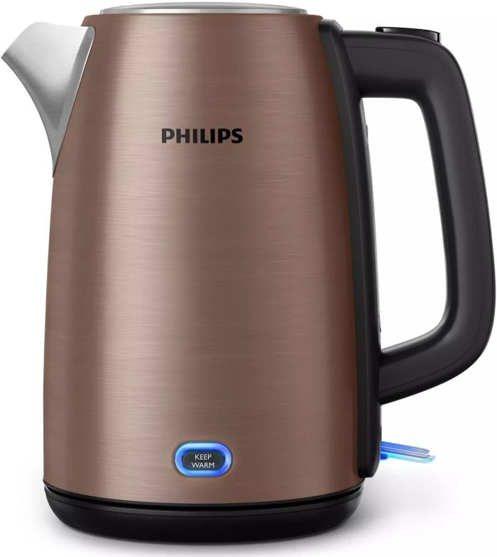Электрочайник Philips Viva Collection 1.7л, металл, LED подсветка, медно-черный