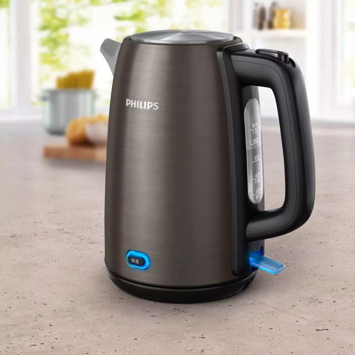 Електрочайник Philips Viva Collection 1.7л, LED підсвітка, сріблясто-чорний