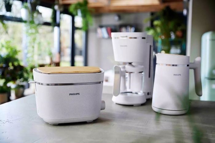 Тостер Philips Series Eco Conscious Edition 830Вт, крышка от пыли, пластик, белый