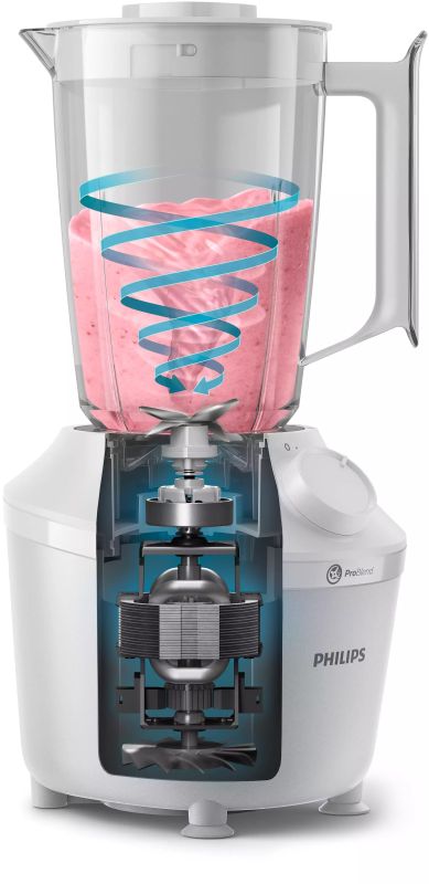 Блендер Philips стаціонарний 3000 series 450Вт, чаша-1900мл, чопер, імпульсний режим, білий