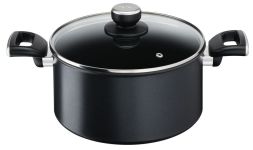 Каструля з кришкою Tefal Unlimited, 24см, 5.3л, алюміній, бакеліт, скло, чорний