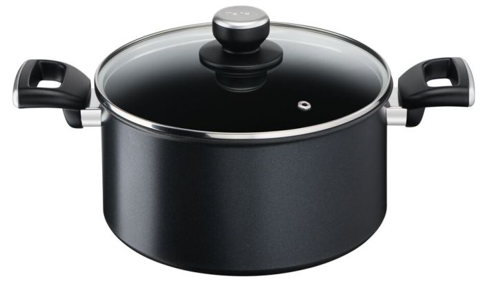 Каструля з кришкою Tefal Unlimited, 24см, 5.3л, алюміній, бакеліт, скло, чорний