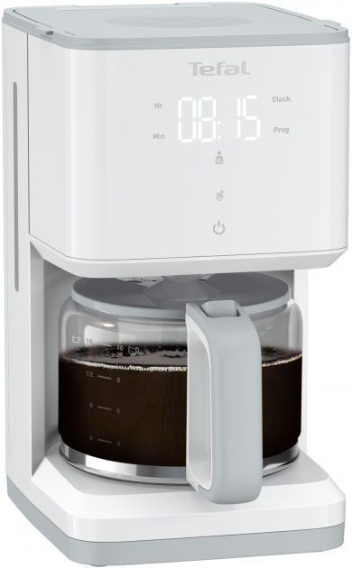 Кофеварка Tefal капельная Sense 1.25л, молотый, LED-дисплей, сенсорное управл., белый