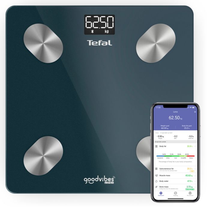 Весы Tefal напольные Smart, 180кг, Bluetooth, AAAx3 в компл, стекло, черный