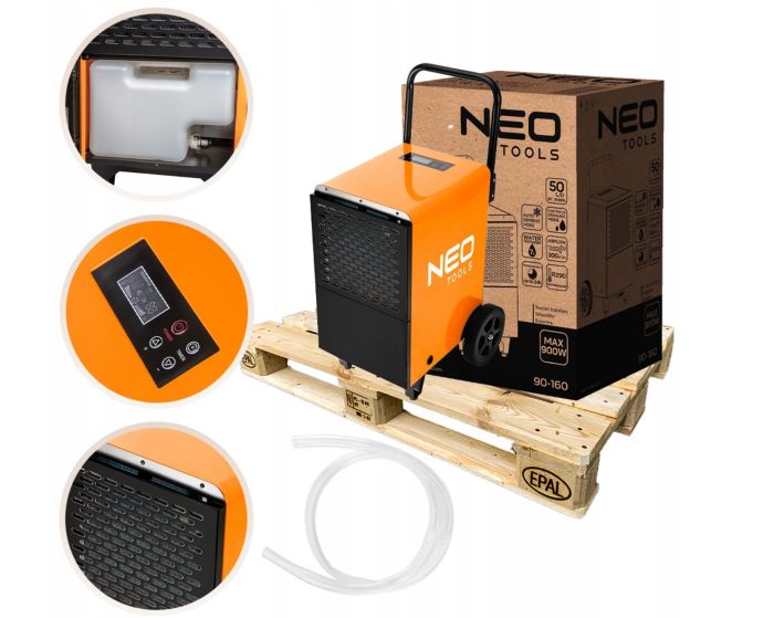 Осушувач повітря промисловий Neo Tools 50л/добу 180м кв 300м куб/год 750Вт LCD дисплей ел.керування таймер IP22