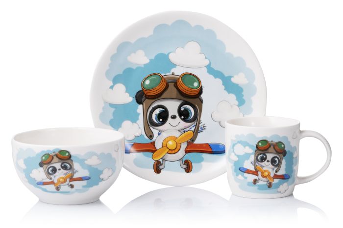 Набір дитячого посуду Ardesto Panda pilot, 3 предмети, порцеляна