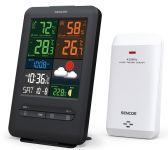 Метеостанция Sencor, внутр/наруж измерение, от сети/CR2032х1+AAx2, темп-ра, влажность, время, прогноз погоды, атмосферное давление, чёрный