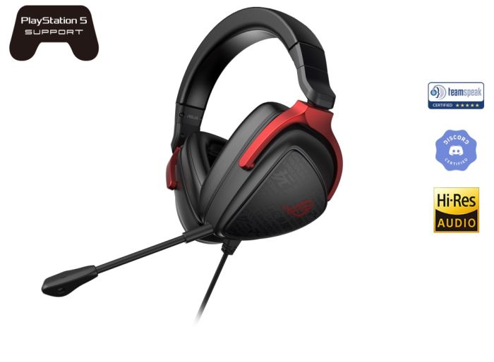 Гарнитура игровая ASUS ROG Delta S Core, mini-jack/dual 3.5мм, 1.5м/1м, чёрно-красный