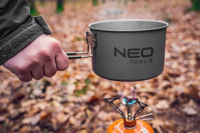 Набір туристичного посуду Neo Tools, 3в1, чайник,каструля,сковорода, складані ручки, сертифікат LFGB, 0.616кг