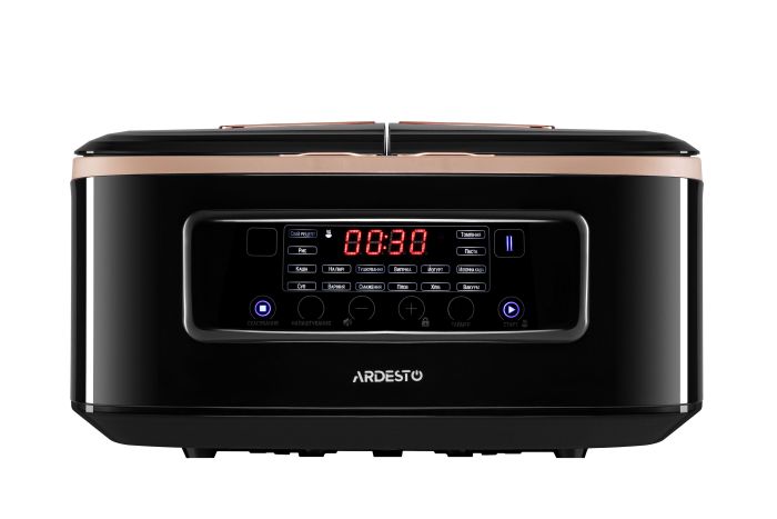 Мультиварка ARDESTO, 900Вт, чаша-2х1.5л, електронне керув., 2 чаші, пластик, чорний