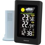 Метеостанция Sencor, внутр/наруж измерение, от сети/АААх3+AAAx2, темп-ра, влажность, время, прогноз погоды, атмосферное давление, чёрный