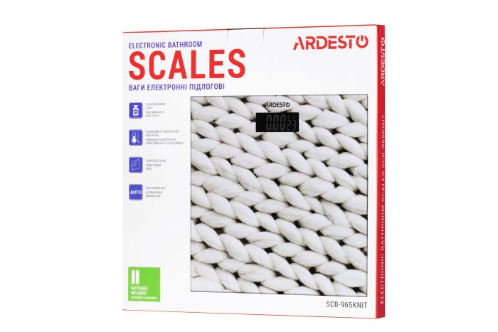 Весы ARDESTO напольные Knit, 150кг, AAAx2 в компл, стекло, многоцветные