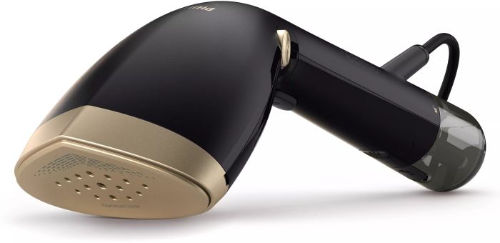Отпариватель PHILIPS компактный, 1500Вт, 100 и 200мл, постоянный пар - 28гр, керам. подошва, черный