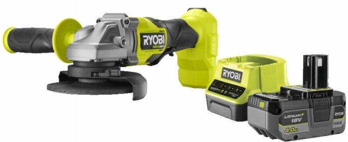 Шлифмашина угловая аккумуляторная Ryobi ONE+ НР RAG18X-1C40S 125мм 18В 1х4А·ч 9200об·мин 2.1кг сумка