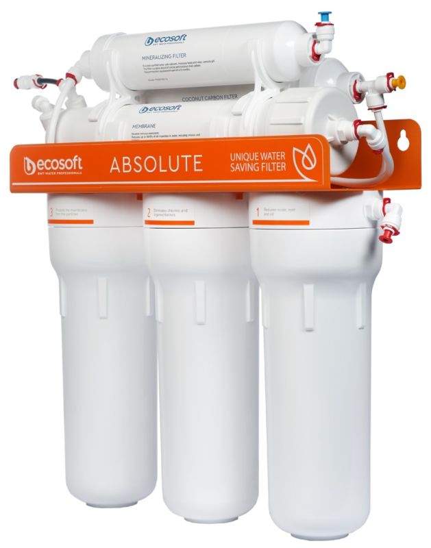 Фільтр зворотного осмосу Ecosoft Absolute з мінералізатором, мембрана 75gpd DuPont, дренаж 1:1