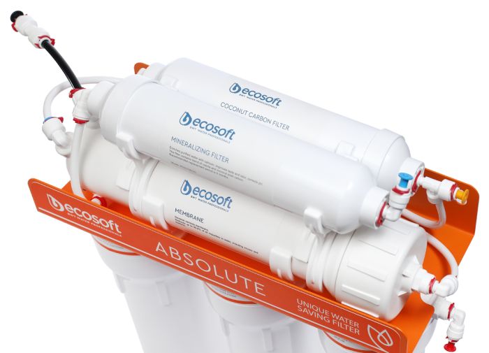 Фільтр зворотного осмосу Ecosoft Absolute з мінералізатором, мембрана 75gpd DuPont, дренаж 1:1