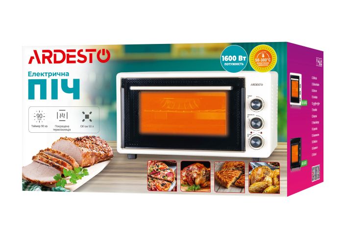 Печь электрическая ARDESTO, 50л, 1600Вт, механич., вертел, черный