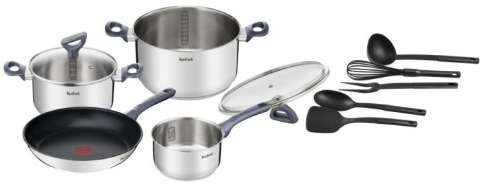 Набір посуду Tefal Daily Cook, 11предметів, нержавіюча сталь, бакеліт, скло