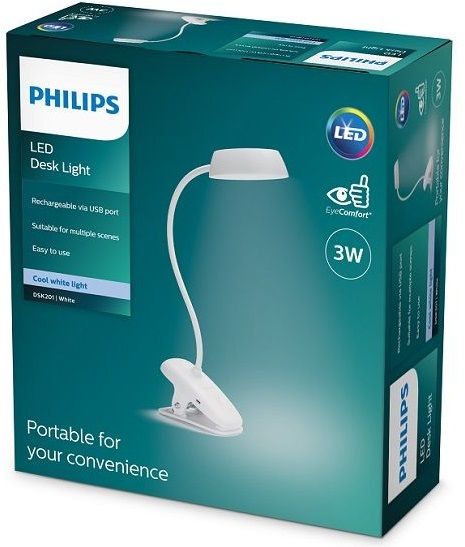Лампа настольная с аккумулятором Philips Donutclip 3Вт 4000K 1200мАг USB-A белый