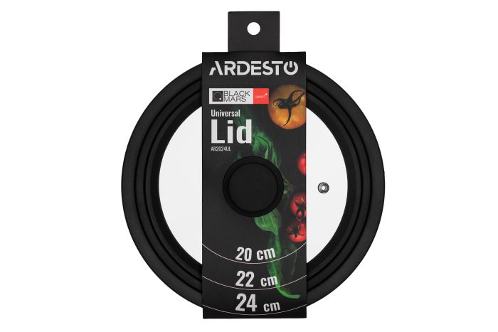 Кришка універсальна Ardesto Black Mars, Smart, 20х22х24см, термостійке скло, силікон
