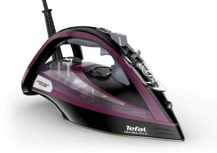 Утюг Tefal Ultimate Pure, 3000Вт, 350мл, паровой удар -240гр, постоянный пар - 55гр, керам. подошва, черно-фиолетовый