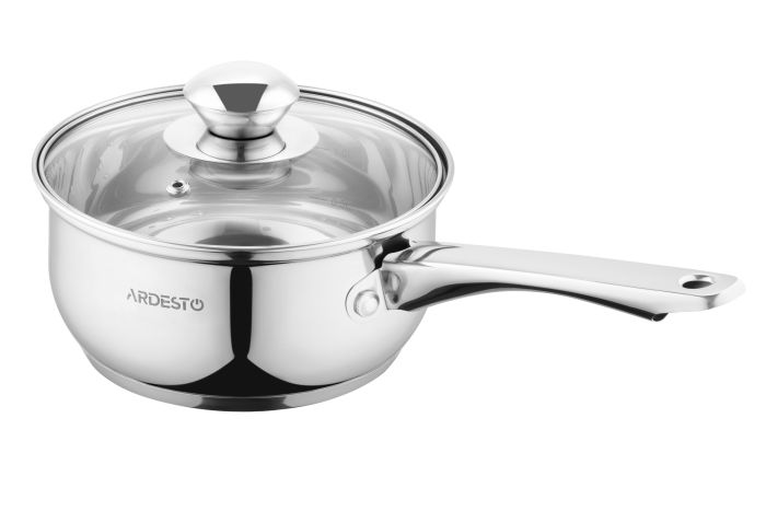 Ковш со стеклянной крышкой Ardesto Gemini Gourmet Spoleto, 1.4л, нержавеющая сталь