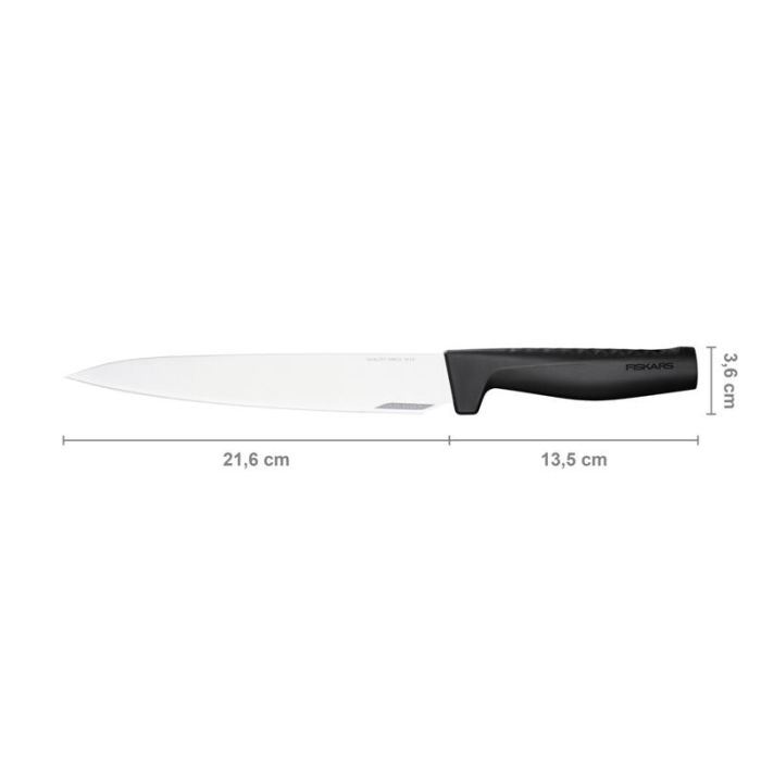 Кухонный нож для мяса Fiskars Hard Edge, 21.6см, нержавеющая сталь, пластик, черный