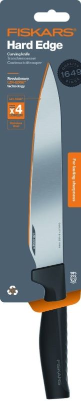 Кухонный нож для мяса Fiskars Hard Edge, 21.6см, нержавеющая сталь, пластик, черный