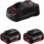 Набір акумулятора та зарядного пристрою Bosch Professional GBA 2х18В 4А·год + 2хGAL 18В-40 18В 4А·год