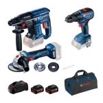 Набір із трьох акумуляторних інструментів Bosch Professional 18В перфоратор GBH 180-LI дриль-шурупокрут GSR 18V-50 акб 2х 5А·год сумка