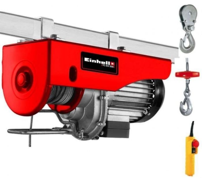 Тельфер электрический Einhell TC-EH 500, 1000Вт, до 500кг, трос 12м, 15.15кг