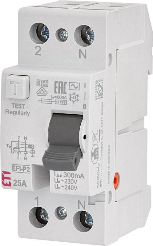 Реле диференційне ETI, (ПЗВ) 4р EFI-P4 25/0,3 тип AC (10kA)