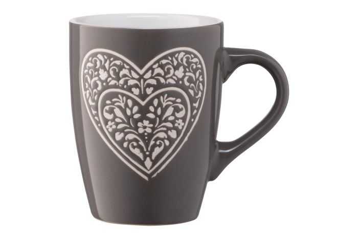 Чашка Ardesto Heart, 330мл, керамика, серый темный