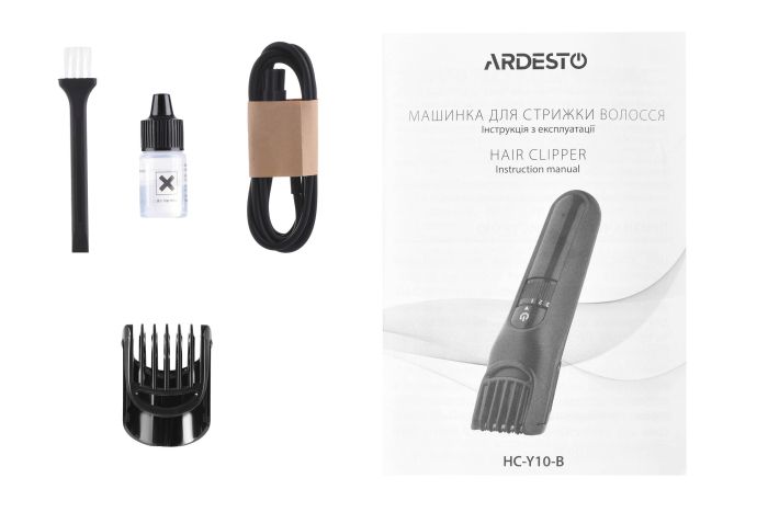 Машинка для стрижки Ardesto , мережа+акум., насадок-1, сталь, чорний ARDESTO HC-Y10-B