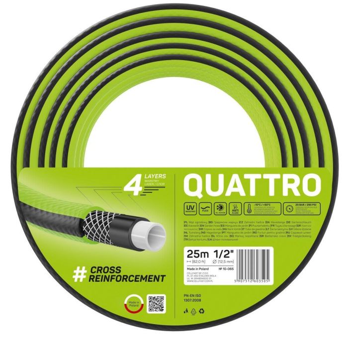Шланг садовый Cellfast QUATTRO 1/2' 25м 4 слоя до 20бар -10…+50°C