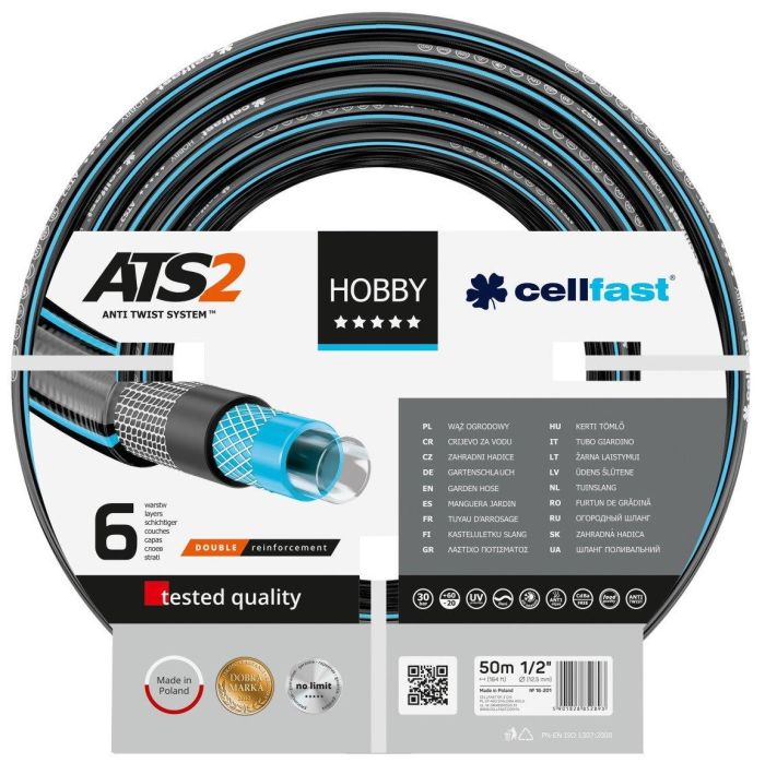 Шланг садовый Cellfast HOBBY ATS 1/2" 50м 6 слоев до 30бар -20…+60°C