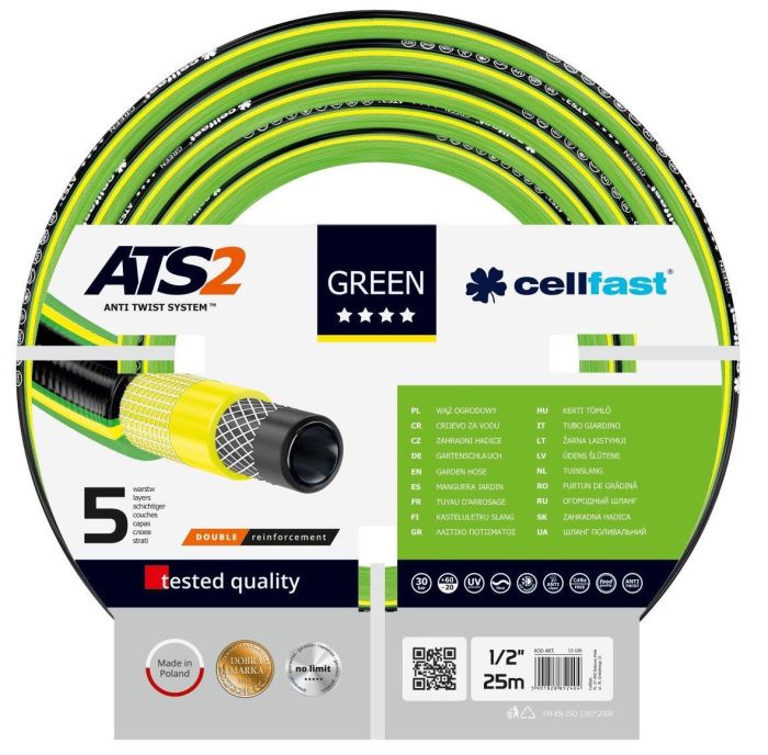 Шланг садовый Cellfast GREEN ATS 1/2" 25м 5 слоев до 30бар -20…+60°C