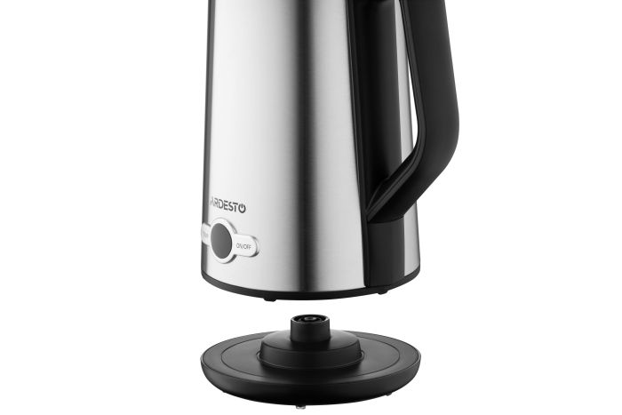 Електрочайник Ardesto Steel Collection 1.7л, Strix, LED дисплей, подвійні стінки, сріблястий